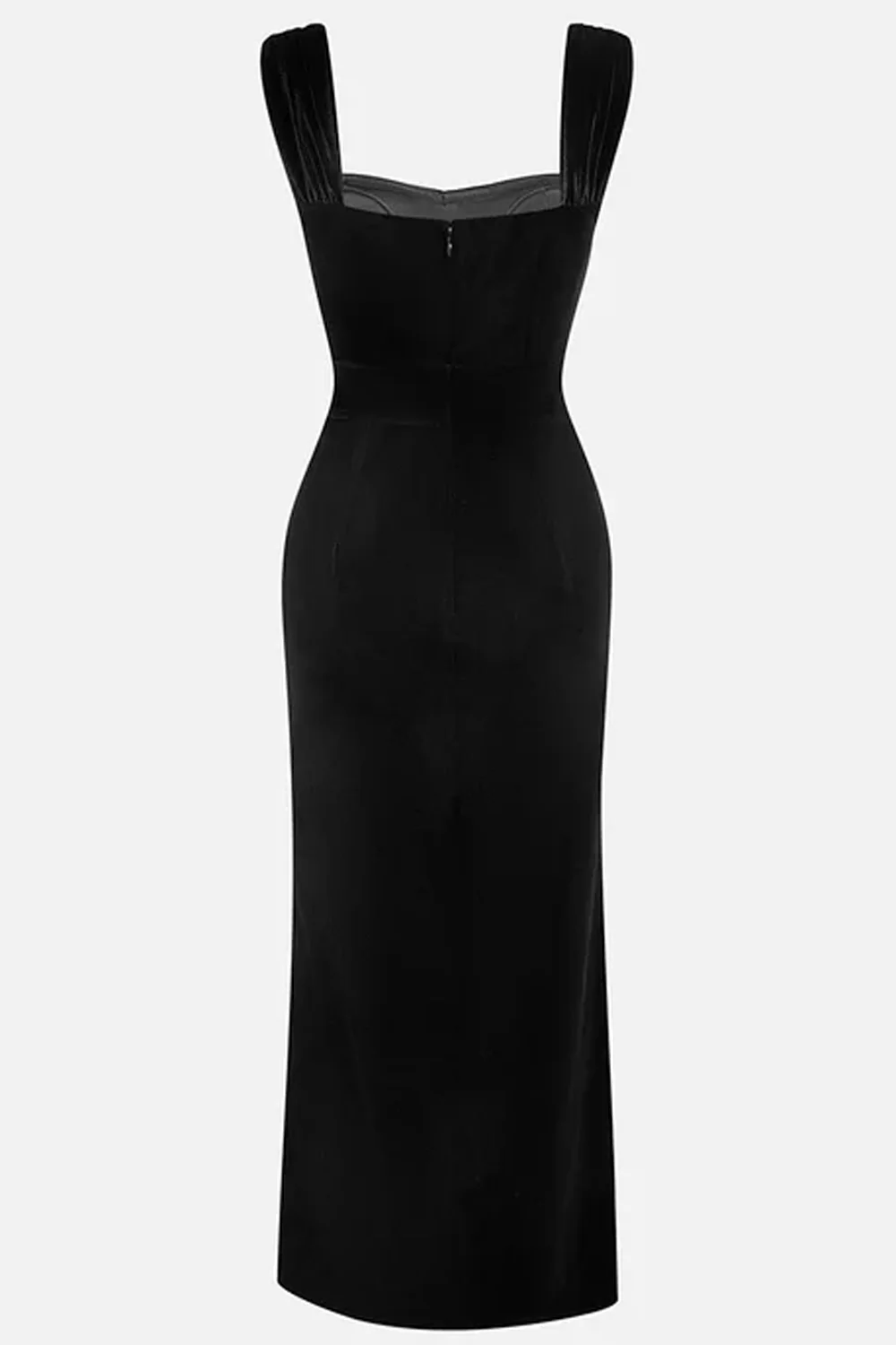 Black Velvet Mermaid Long Evening Dress with Bow - Image 3