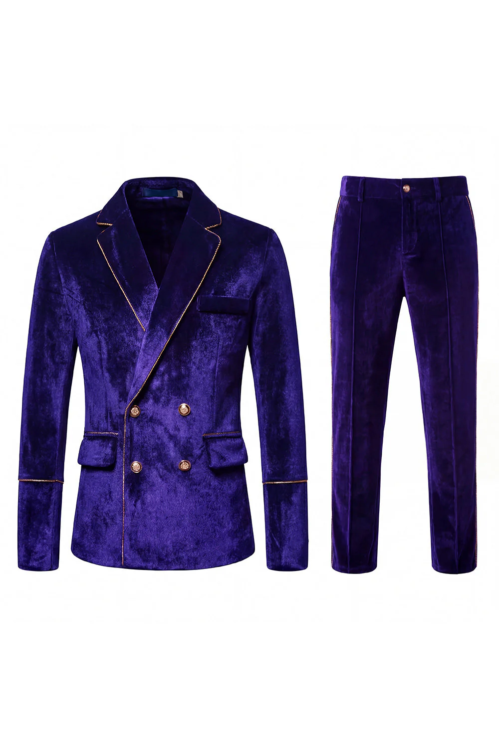 Black Velvet Notched Lapel Double-Breasted Men's Suits - Image 12