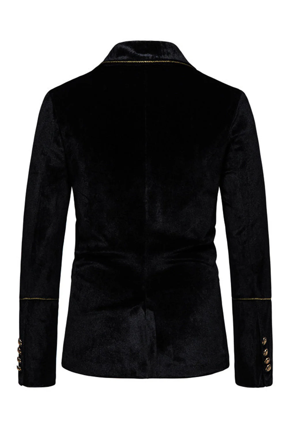 Black Velvet Notched Lapel Double-Breasted Men's Suits - Image 2