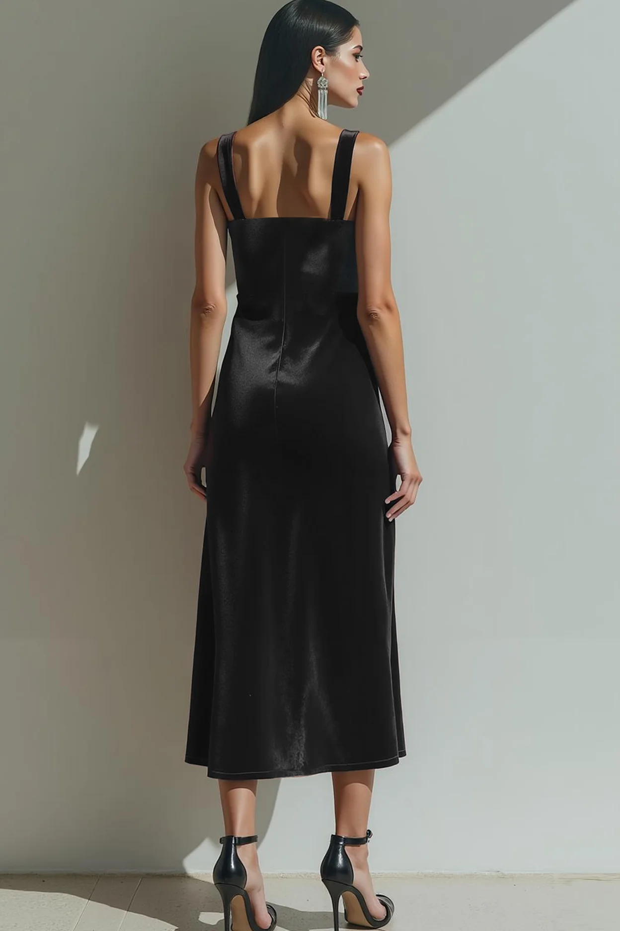 Black Velvet Sheath Keyhole Long Formal Dress with Slit - Image 2