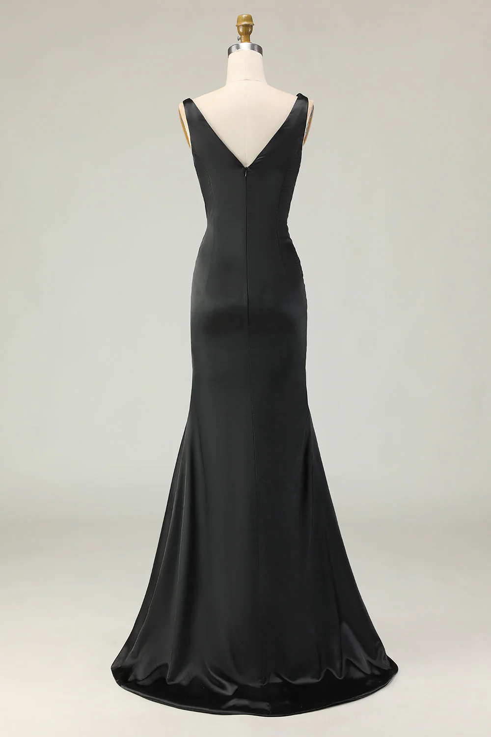 Black and White Mermaid Deep V Neck Long Gala Dress - Image 4