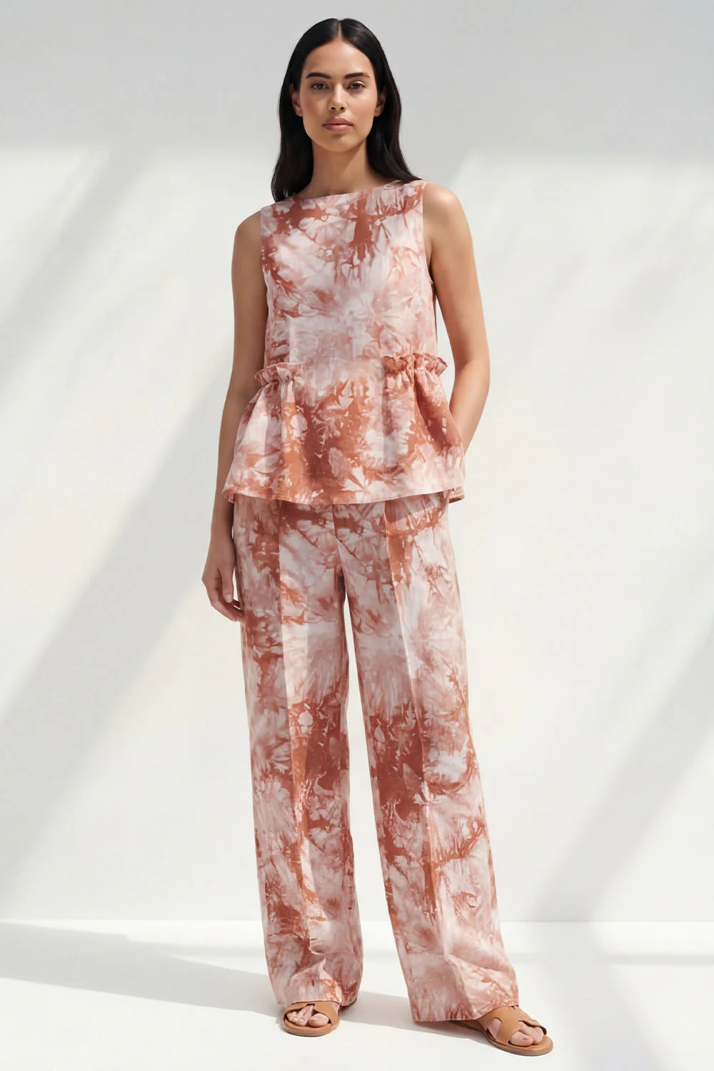 Blue 2 Piece Bateau Neck Printed Business Suits with Pockets - Image 13