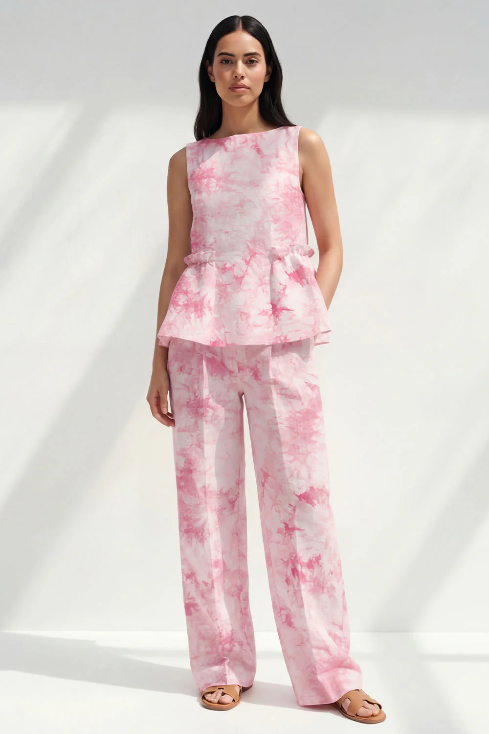Blue 2 Piece Bateau Neck Printed Business Suits with Pockets - Image 5