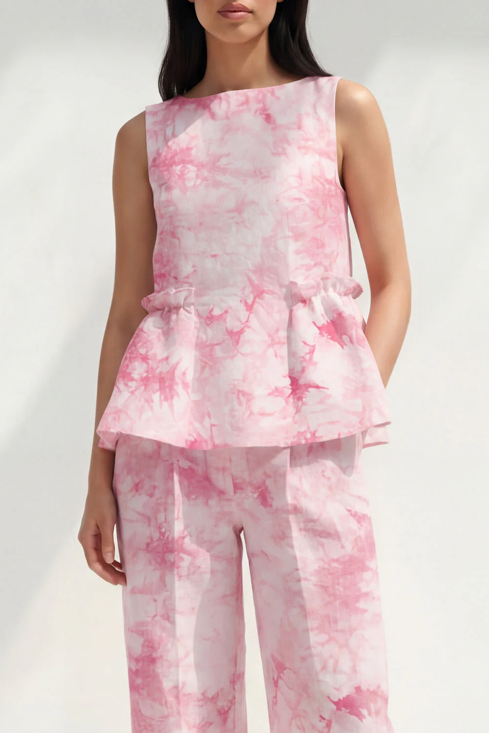 Blue 2 Piece Bateau Neck Printed Business Suits with Pockets - Image 7