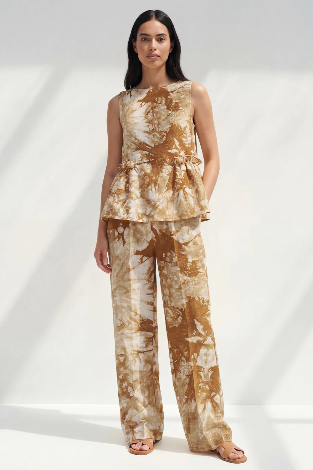 Blue 2 Piece Bateau Neck Printed Business Suits with Pockets - Image 9