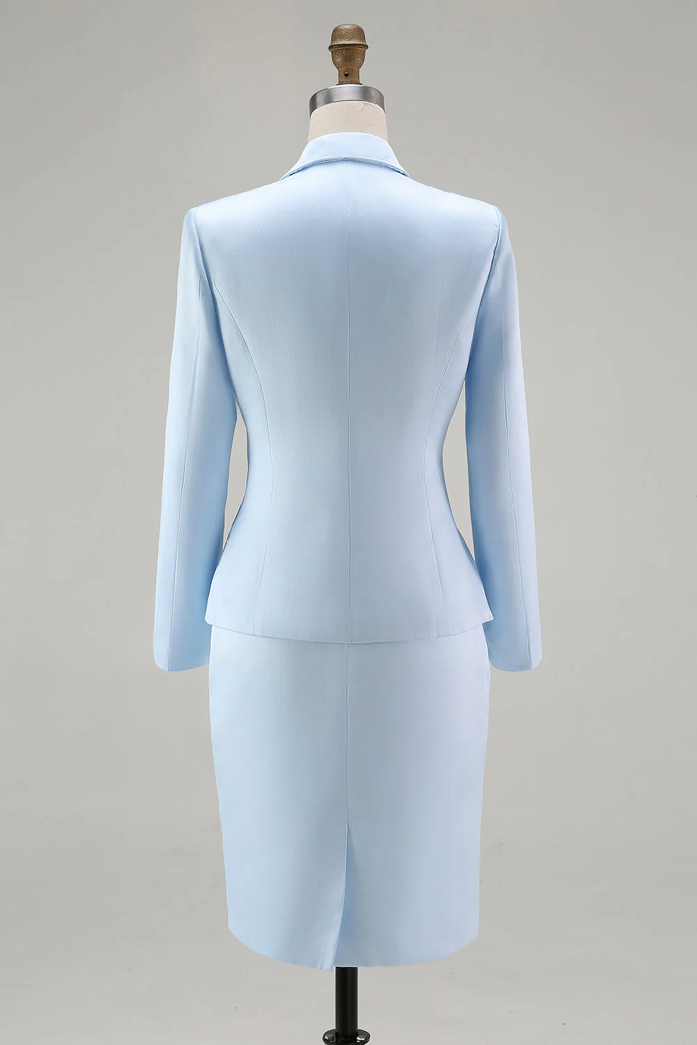 Blue 2-Piece Satin Mother of the Bride Dress With Embroidery - Image 2