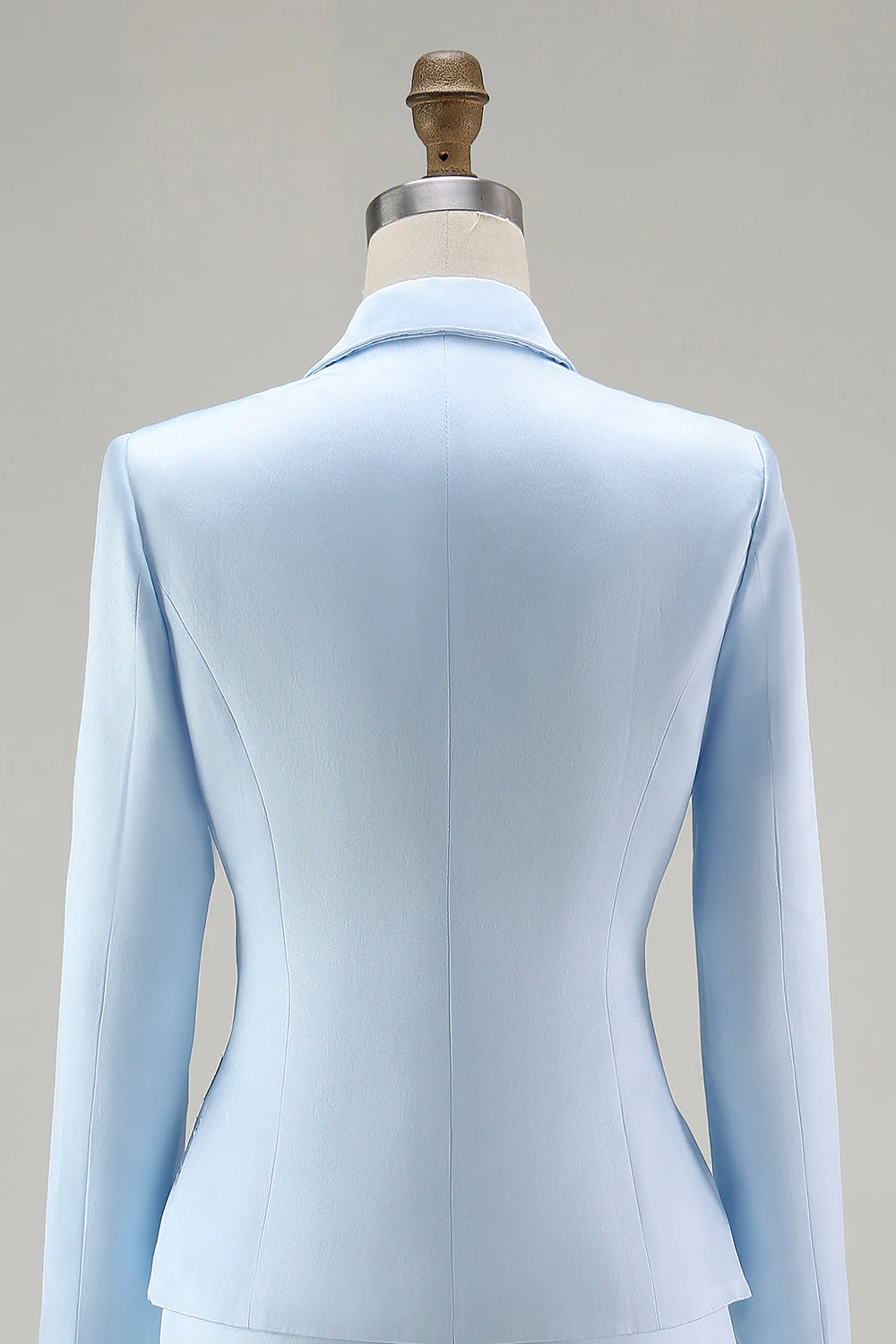 Blue 2-Piece Satin Mother of the Bride Dress With Embroidery - Image 5