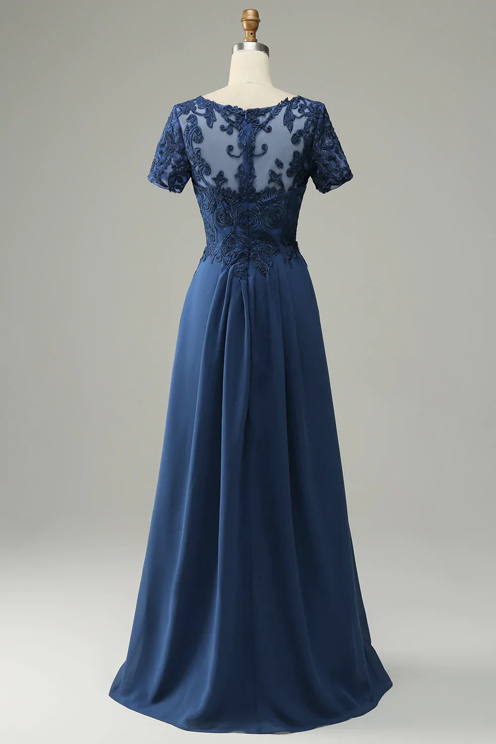 Blue A Line Mother of Bride Dress with Appliques - Image 8