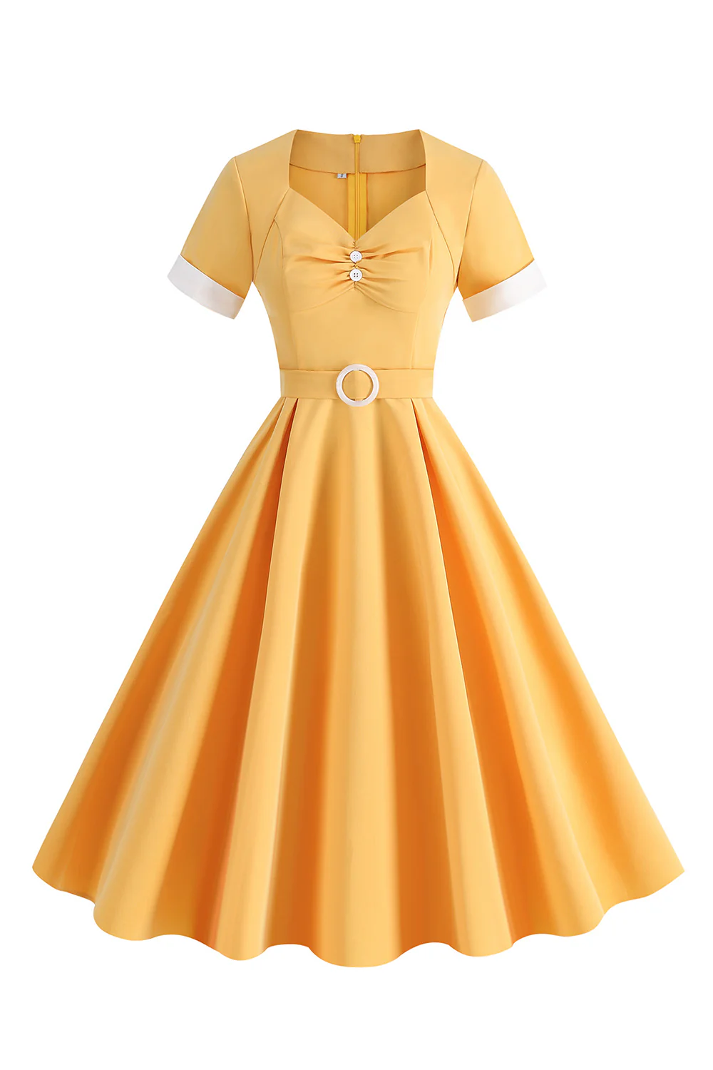 Blue A Line Vintage 1950s Dress with Belt - Image 7