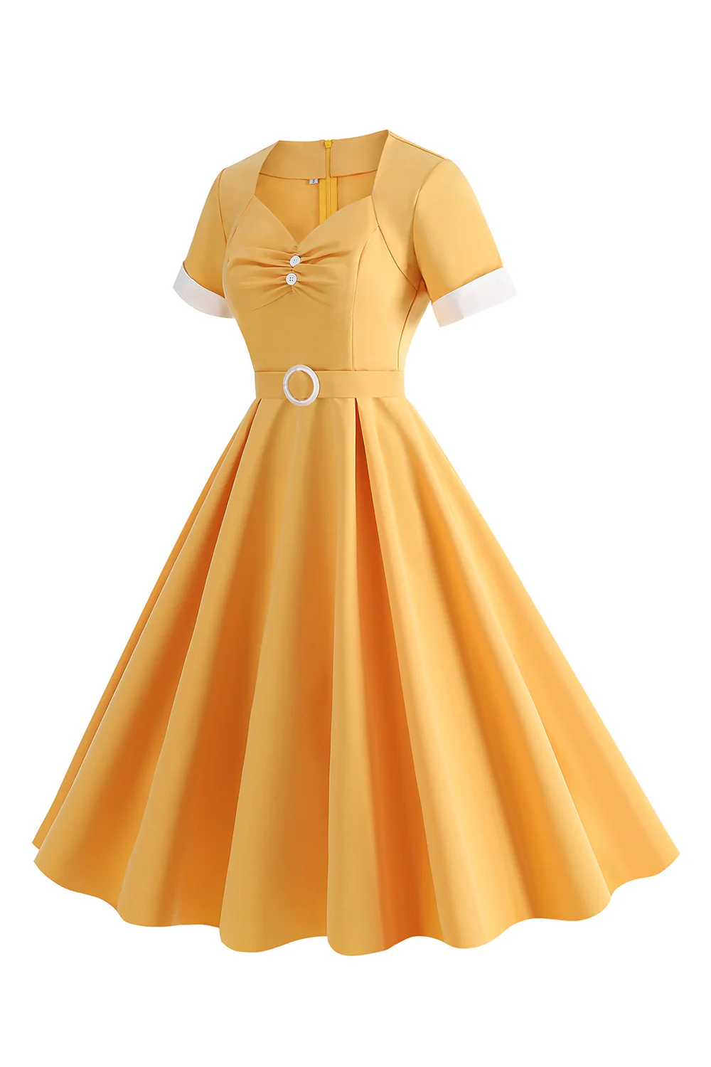 Blue A Line Vintage 1950s Dress with Belt - Image 9