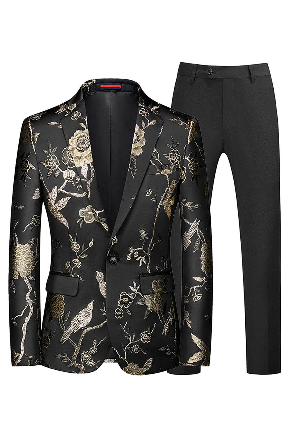 Blue and Black Notched Lapel Jacquard 2 Piece Men's Prom Suits - Image 16