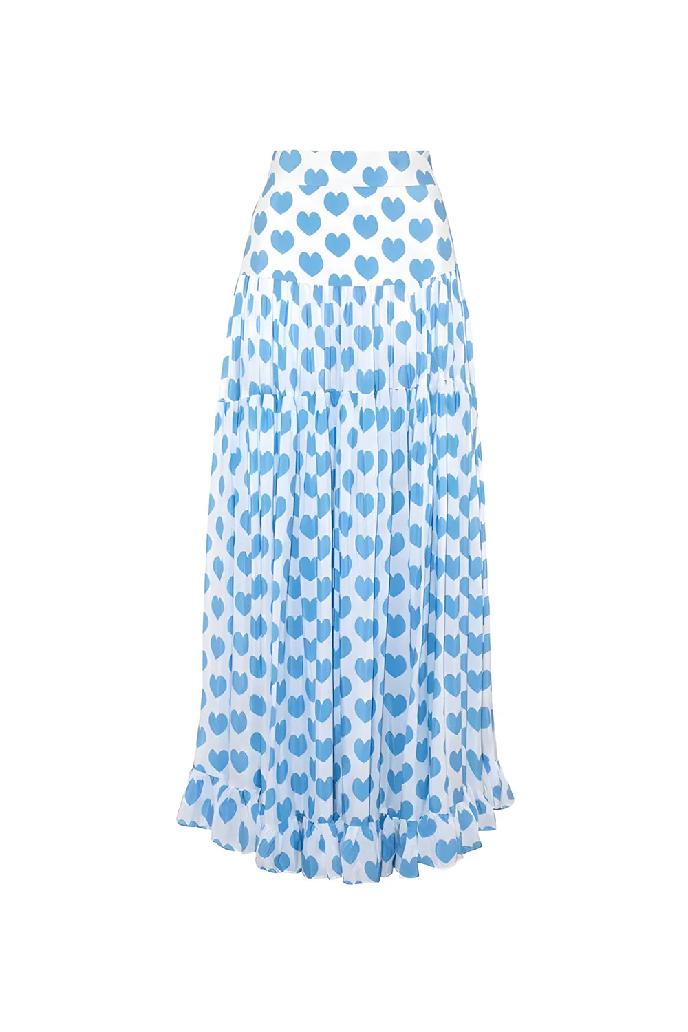 Blue Heart-Patterned 2 Piece Spaghetti Straps Swimsuit with Cover Up - Image 3