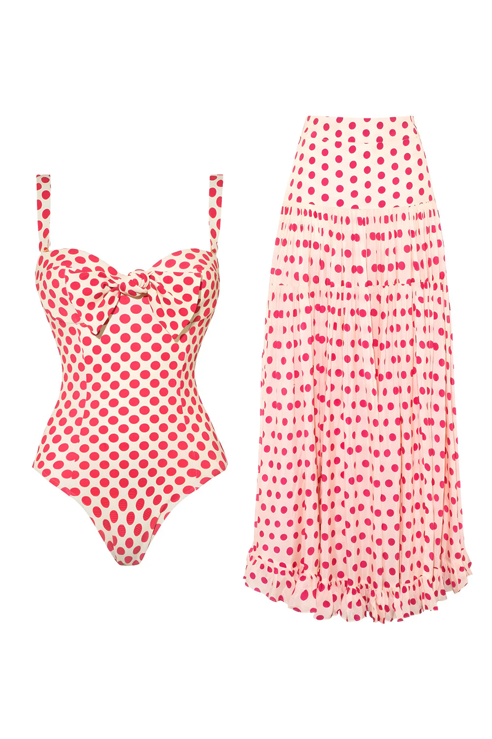 Blue Heart-Patterned 2 Piece Spaghetti Straps Swimsuit with Cover Up - Image 4