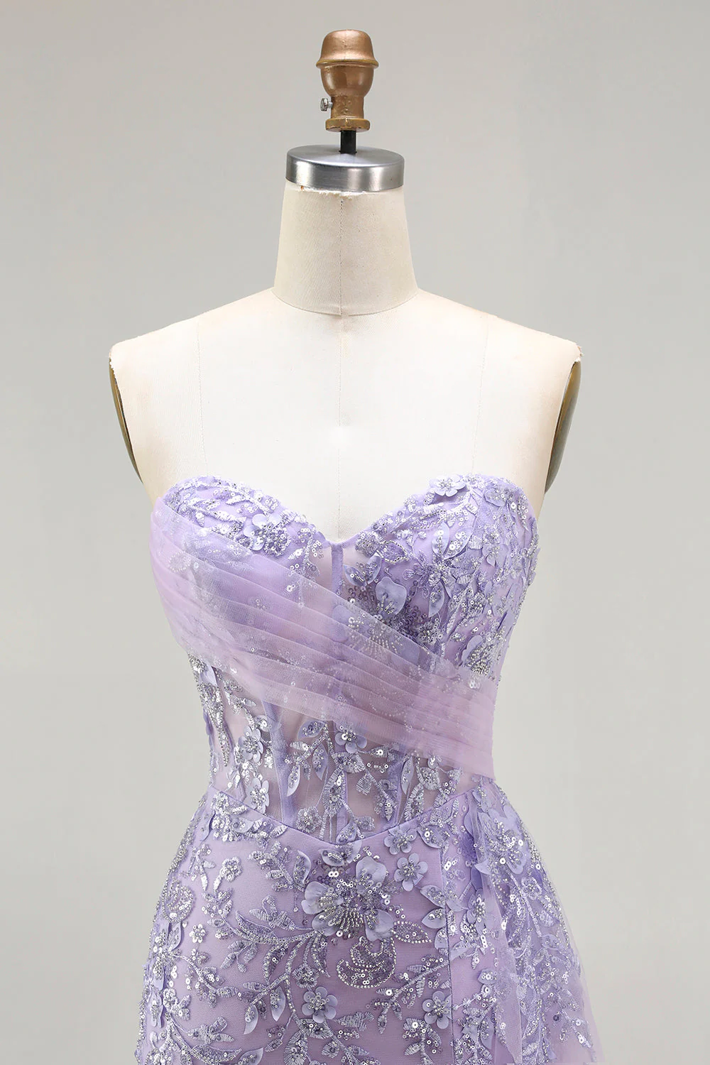 Blue Mermaid Sweetheart Corset Beaded Sequin Long Prom Dress with Slit - Image 12