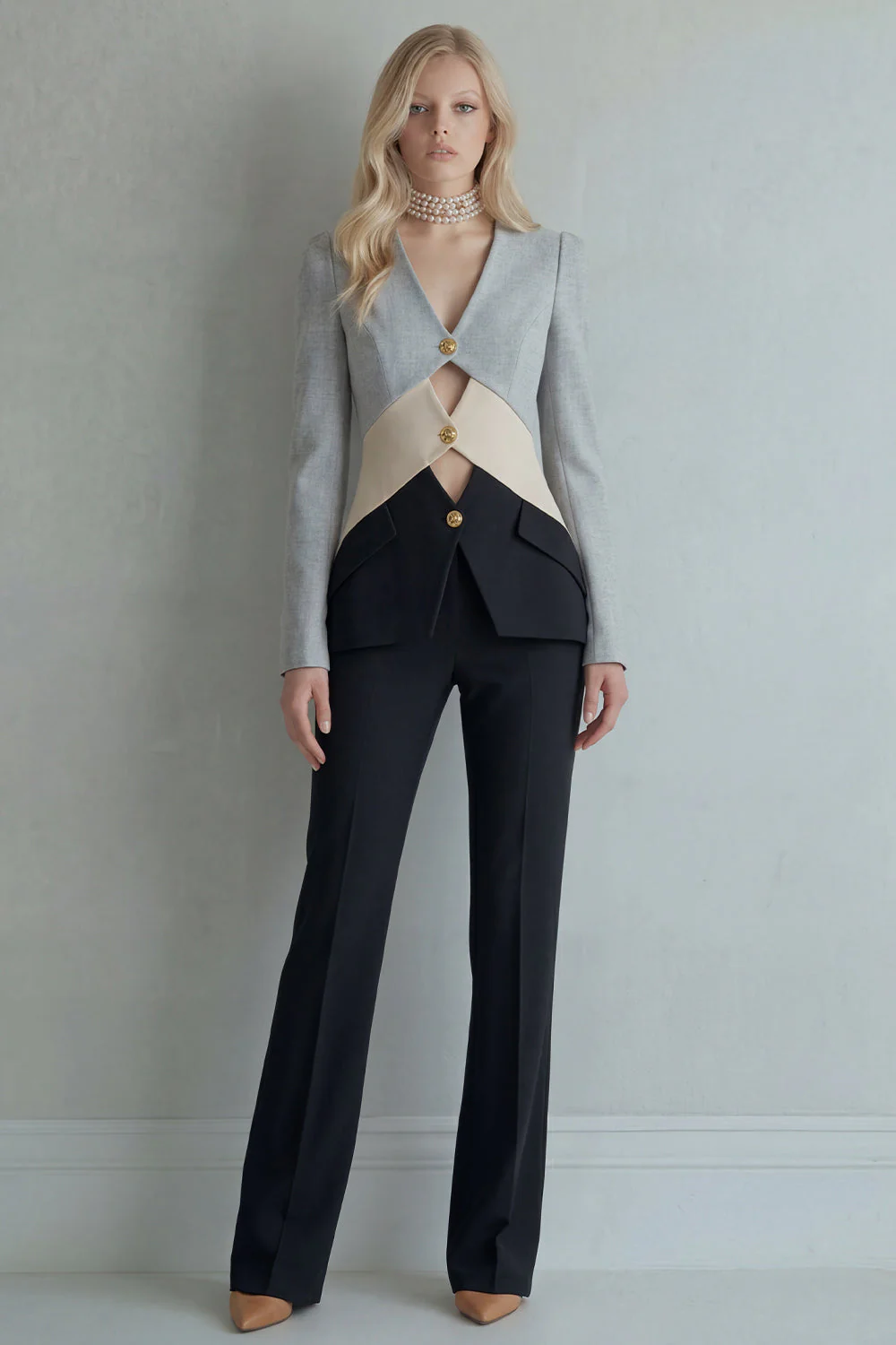 Blue Navy Patchwork Single Breasted 2 Piece Slim Fit Prom Suits - Image 13