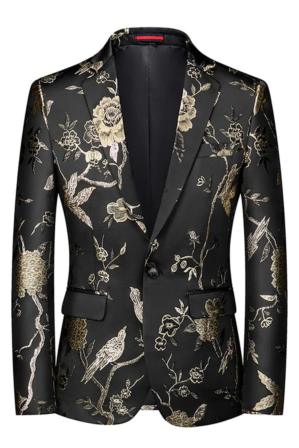 Blue Notched Lapel 3 Piece Jacquard Men's Prom Suits - Image 24