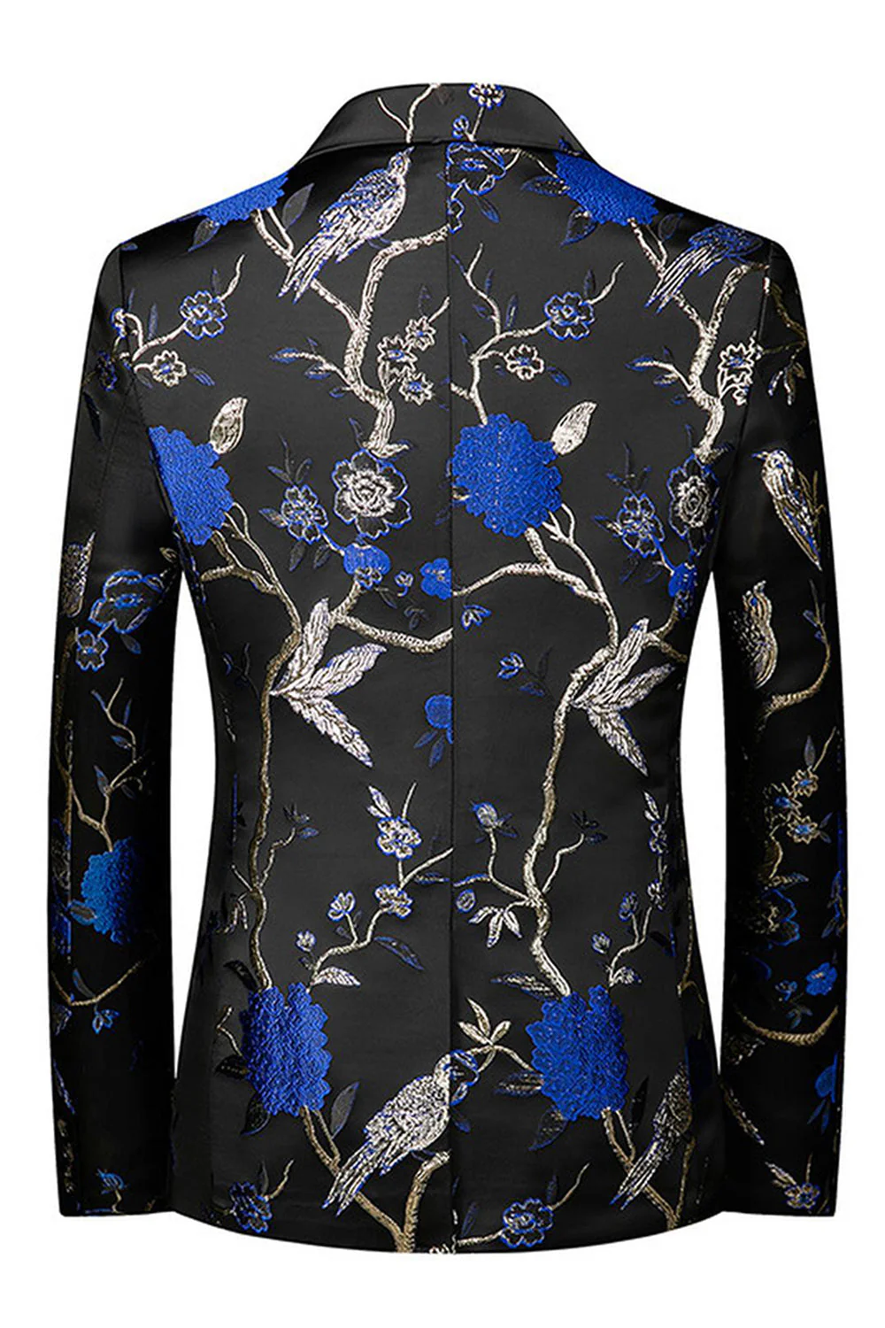 Blue Notched Lapel 3 Piece Jacquard Men's Prom Suits - Image 3