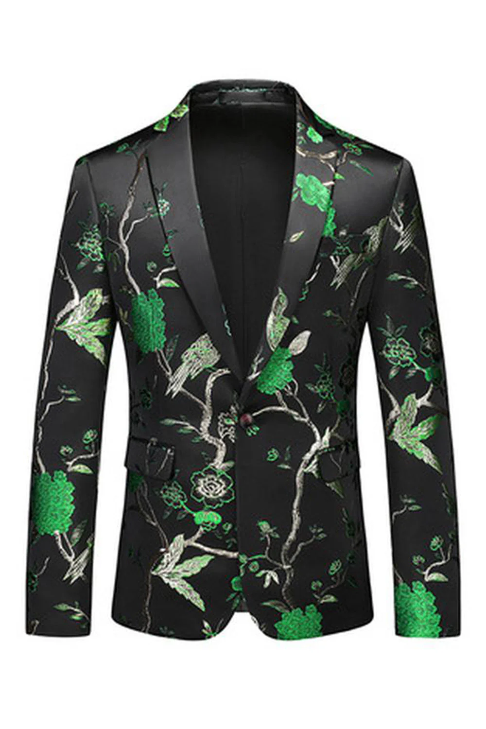 Blue Notched Lapel 3 Piece Jacquard Men's Prom Suits - Image 8