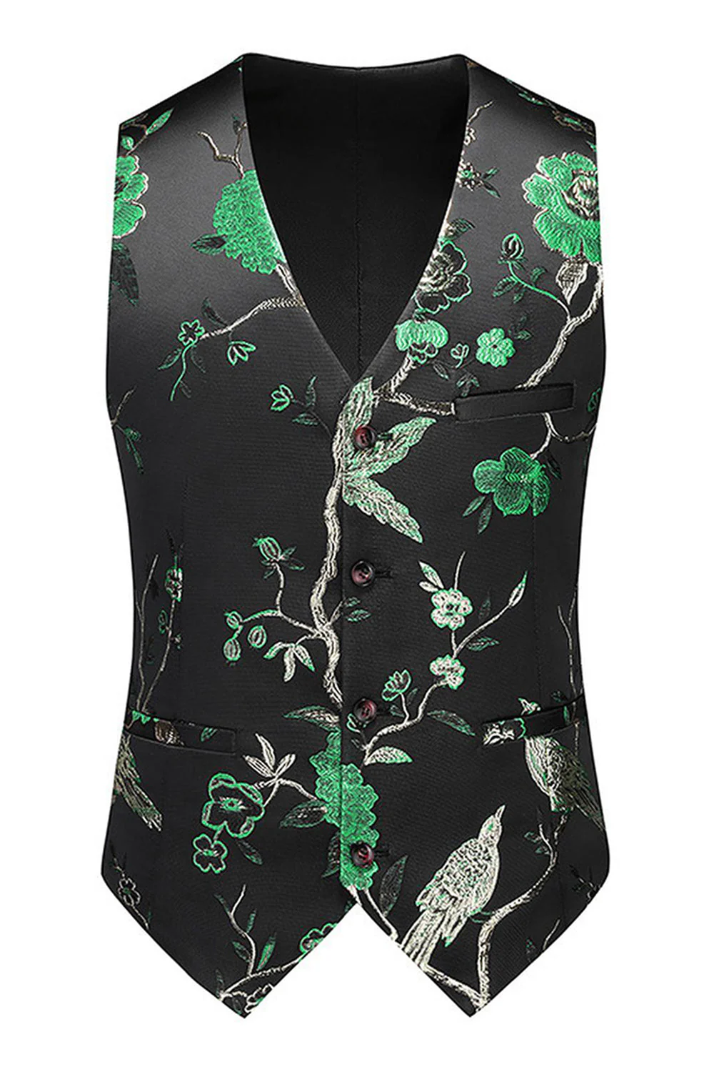 Blue Notched Lapel 3 Piece Jacquard Men's Prom Suits - Image 9