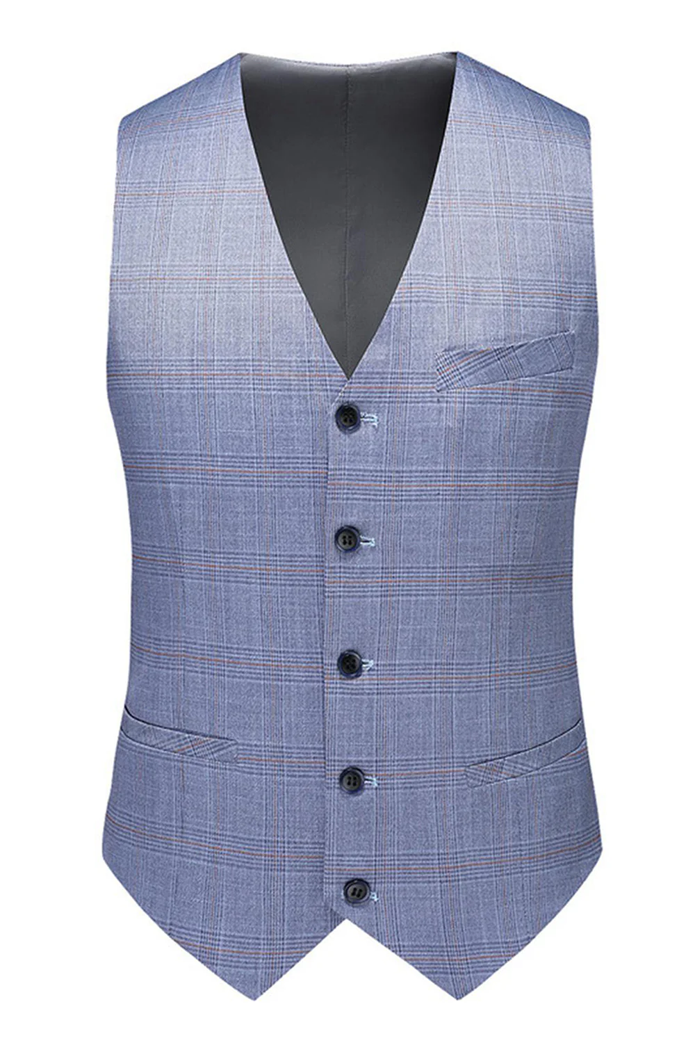 Blue Notched Lapel 3 Pieces Men's Formal Suits - Image 3