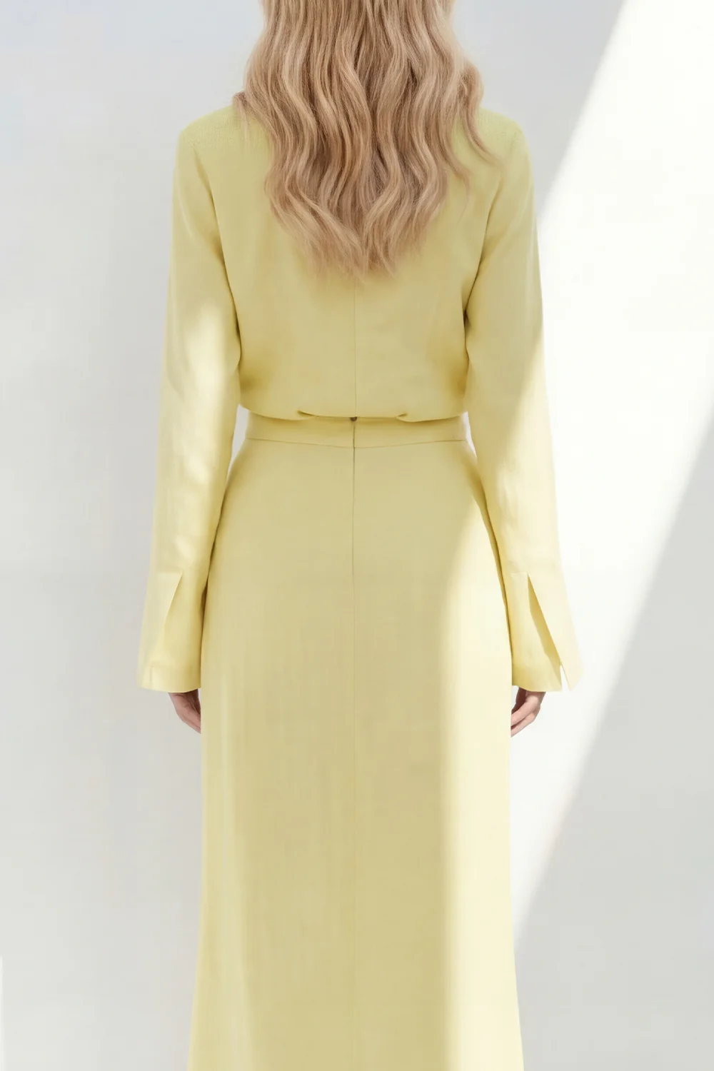 Blue Notched Lapel Long Sleeves 2 Piece Business Dress - Image 12