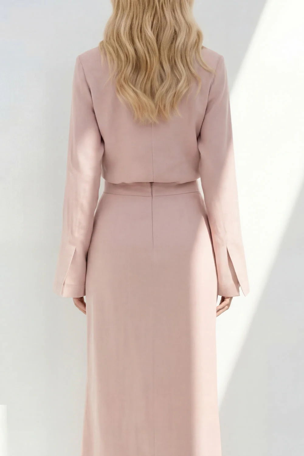 Blue Notched Lapel Long Sleeves 2 Piece Business Dress - Image 6