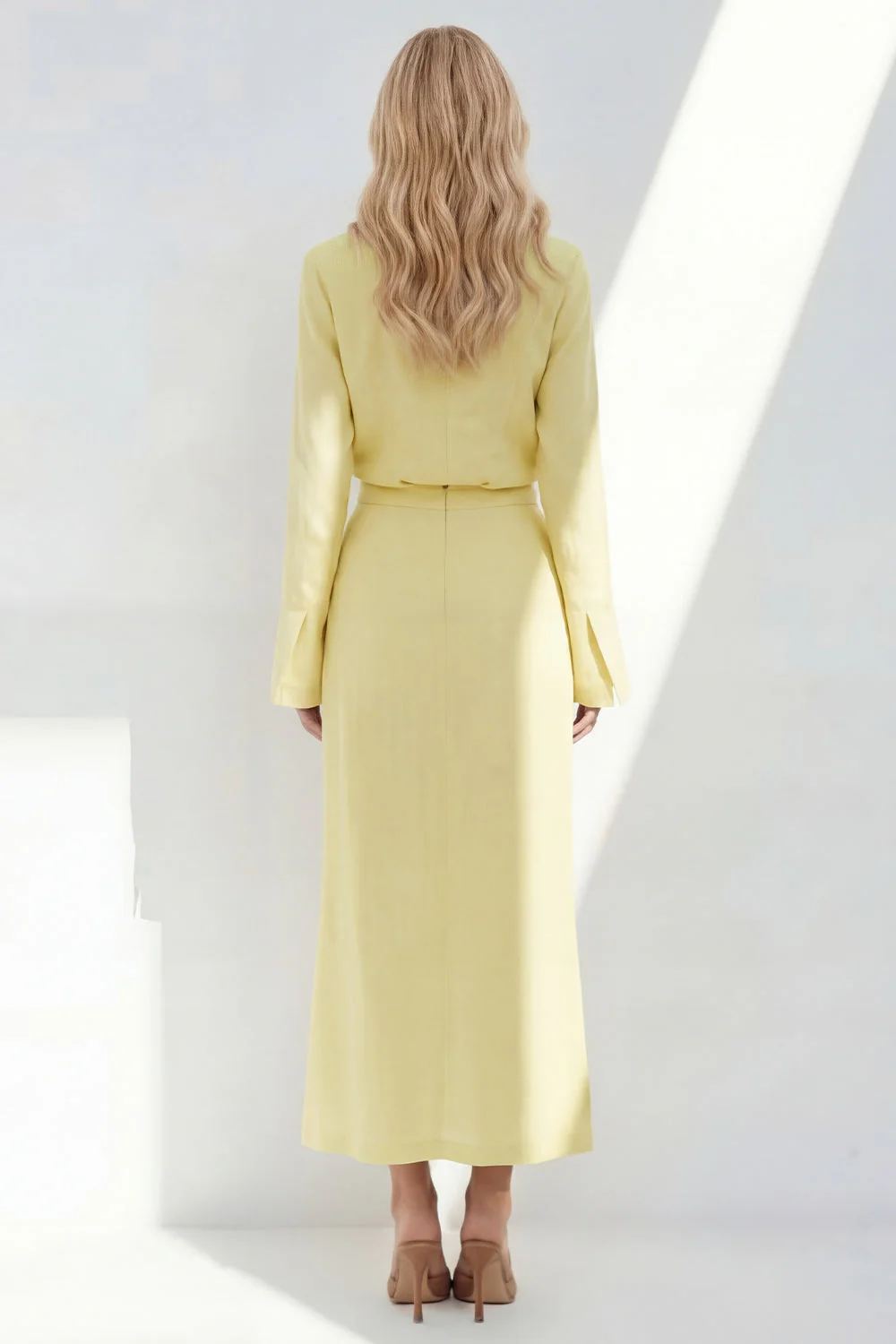 Blue Notched Lapel Long Sleeves 2 Piece Business Dress - Image 8
