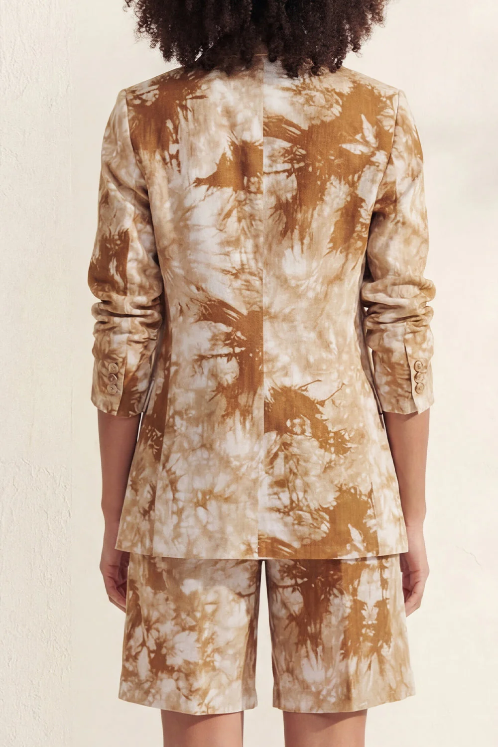 Blue Notched Lapel Single Breasted Printed Women Suit - Image 12