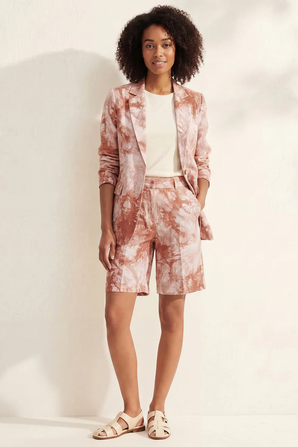 Blue Notched Lapel Single Breasted Printed Women Suit - Image 13