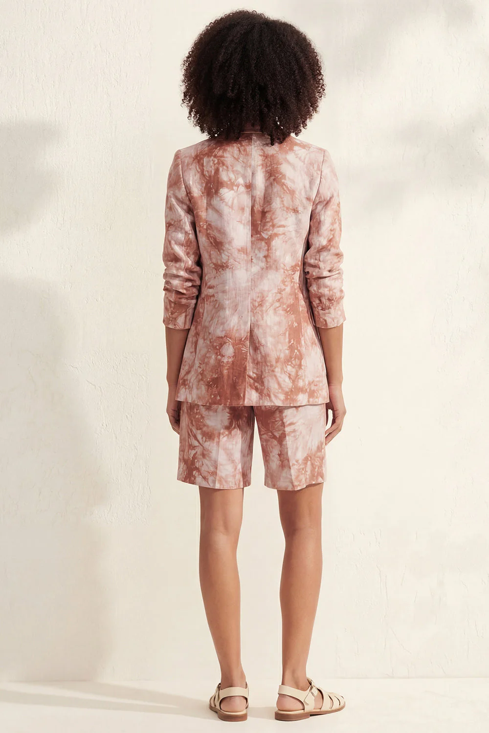 Blue Notched Lapel Single Breasted Printed Women Suit - Image 14