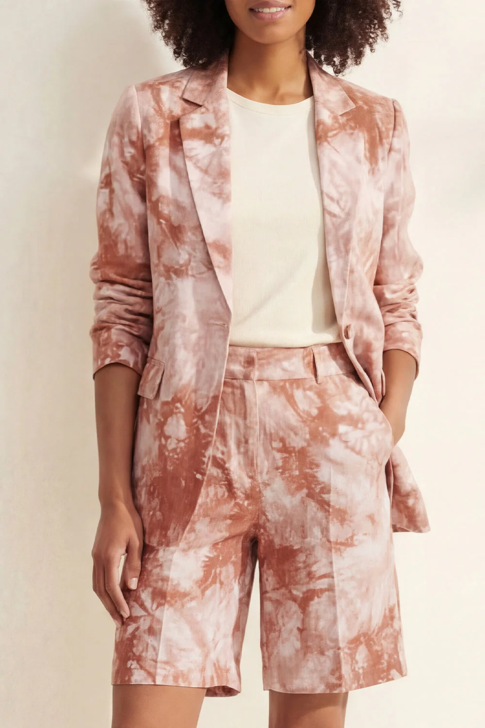 Blue Notched Lapel Single Breasted Printed Women Suit - Image 15