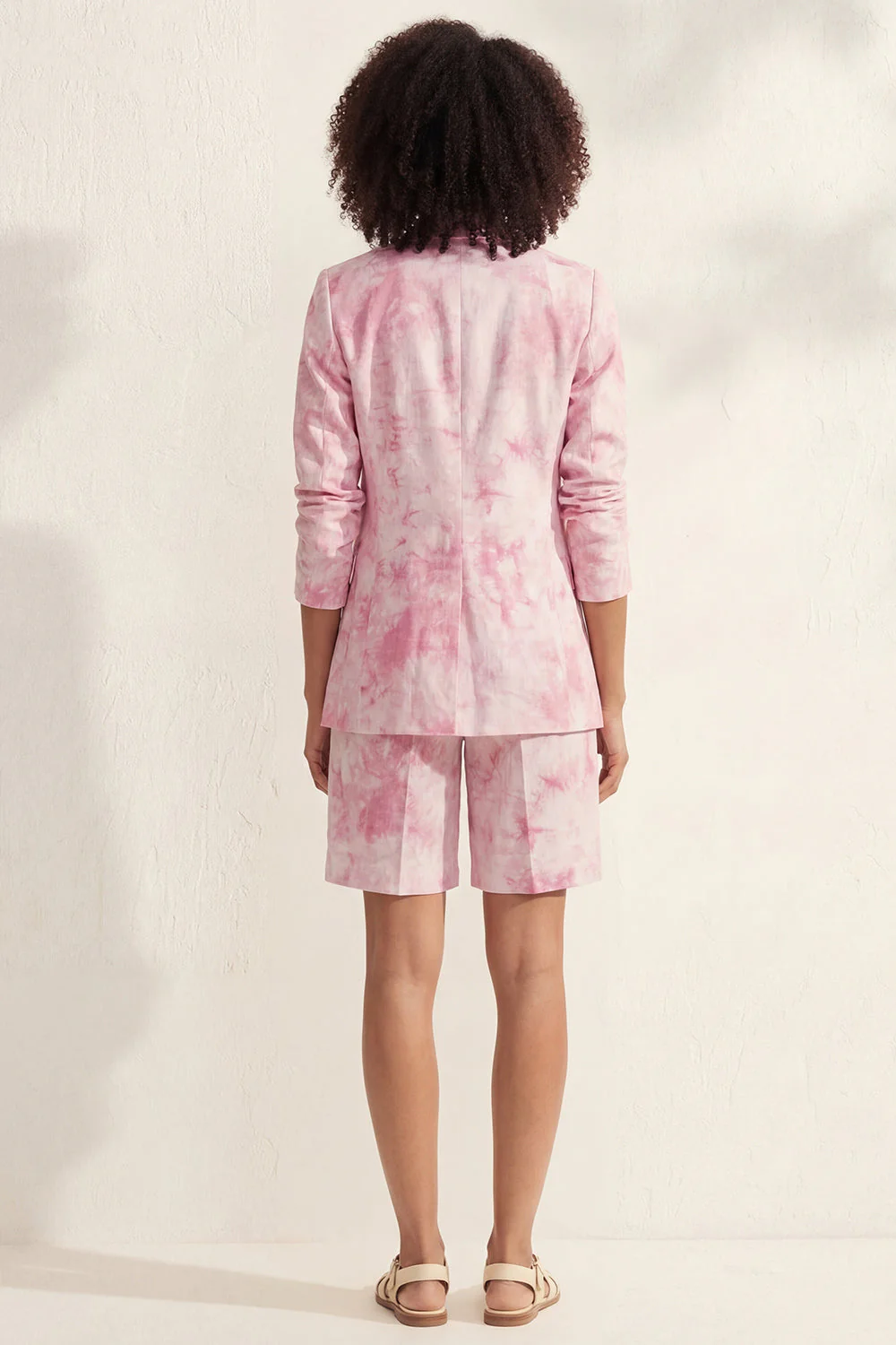 Blue Notched Lapel Single Breasted Printed Women Suit - Image 6