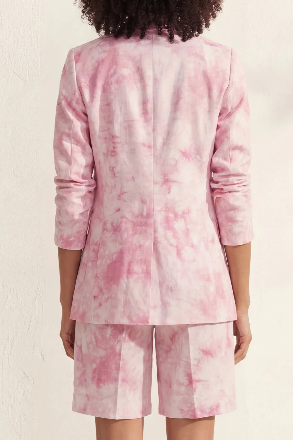 Blue Notched Lapel Single Breasted Printed Women Suit - Image 8