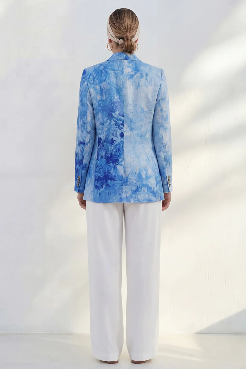 Blue Notched Lapel Single Breasted Slim Fit Women Suit - Image 2