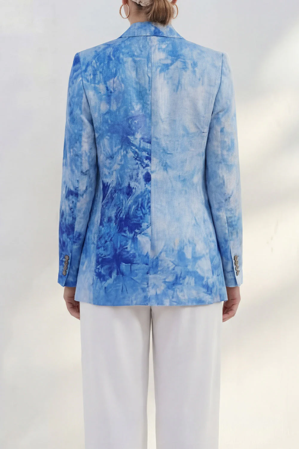 Blue Notched Lapel Single Breasted Slim Fit Women Suit - Image 4