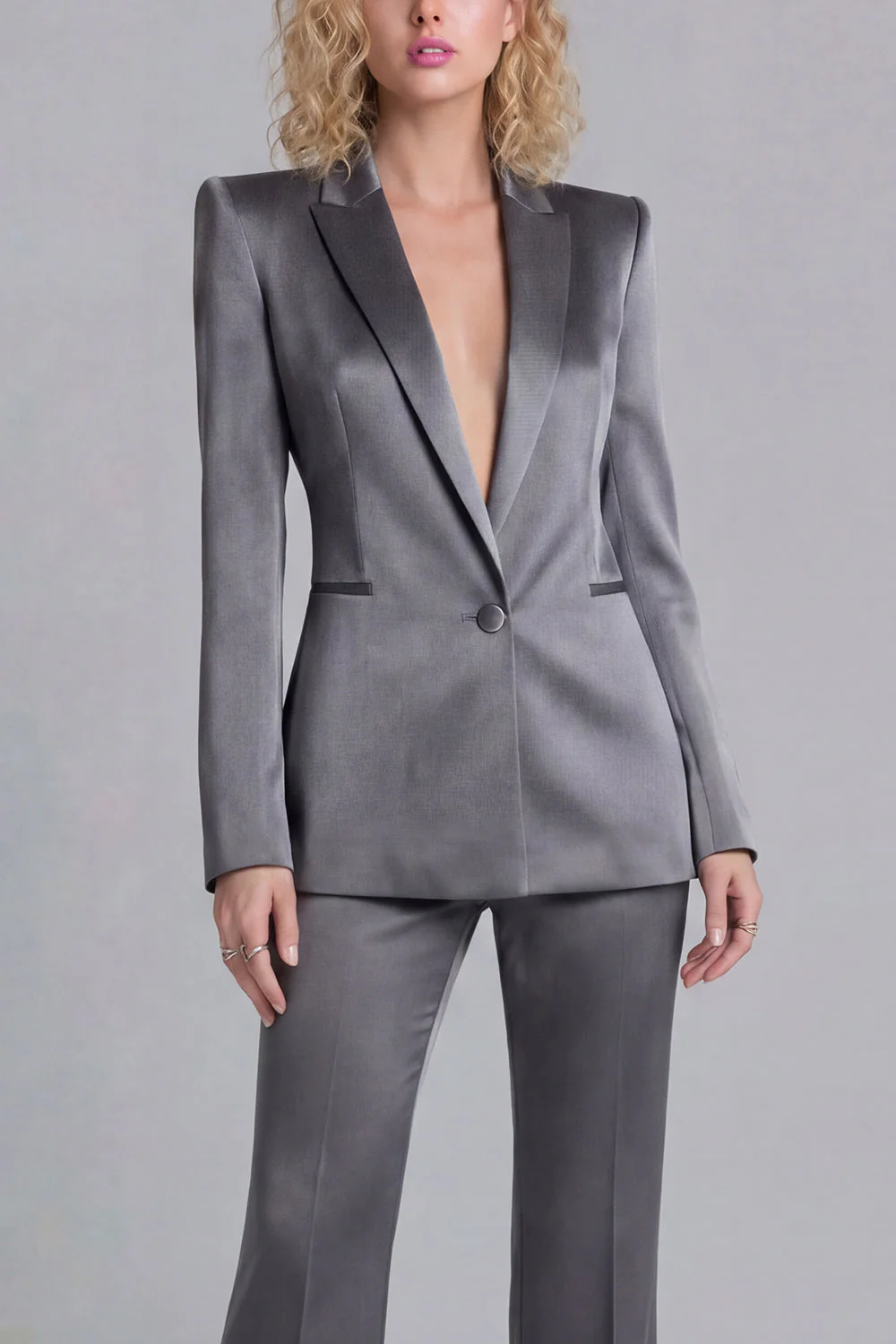 Blue Peak Lapel Single Breasted 2 Piece Women Prom Suits - Image 15