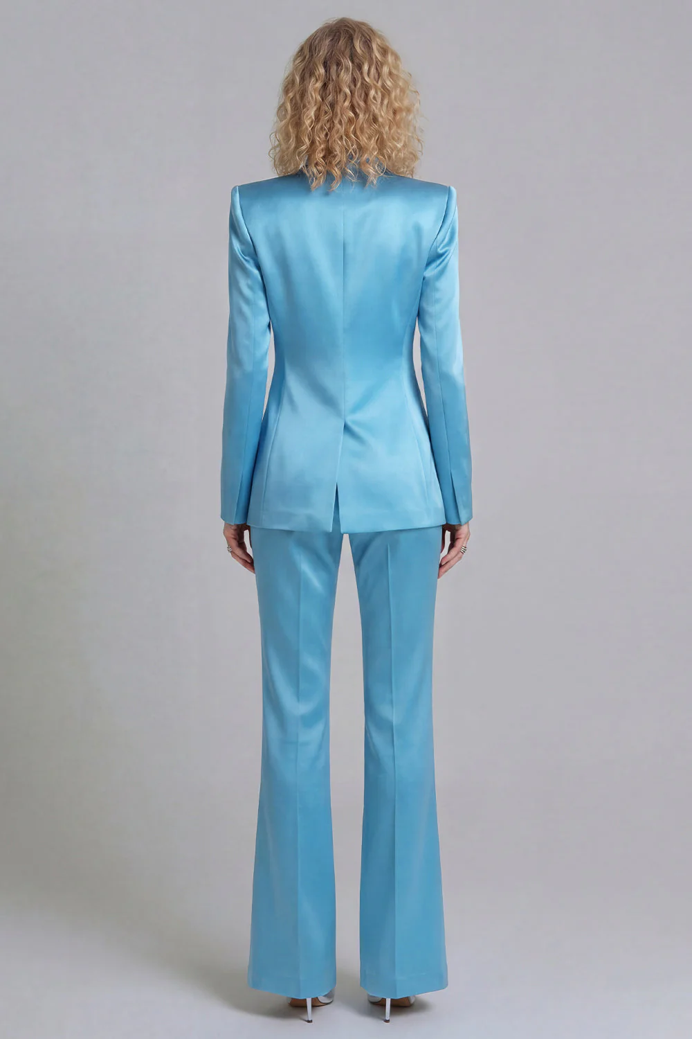 Blue Peak Lapel Single Breasted 2 Piece Women Prom Suits - Image 2