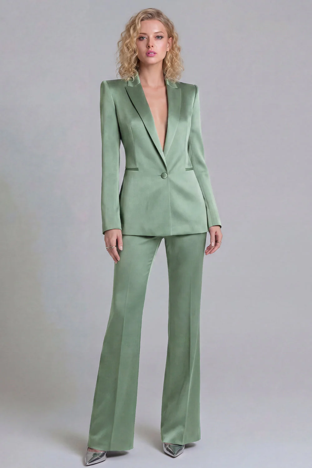 Blue Peak Lapel Single Breasted 2 Piece Women Prom Suits - Image 25