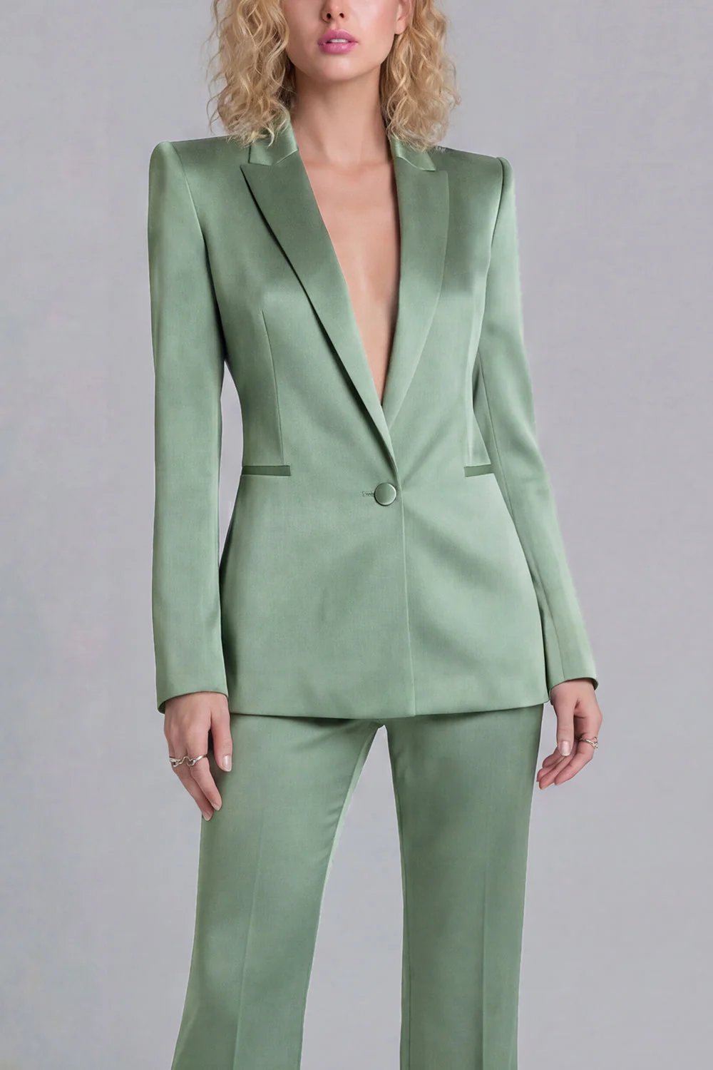 Blue Peak Lapel Single Breasted 2 Piece Women Prom Suits - Image 27