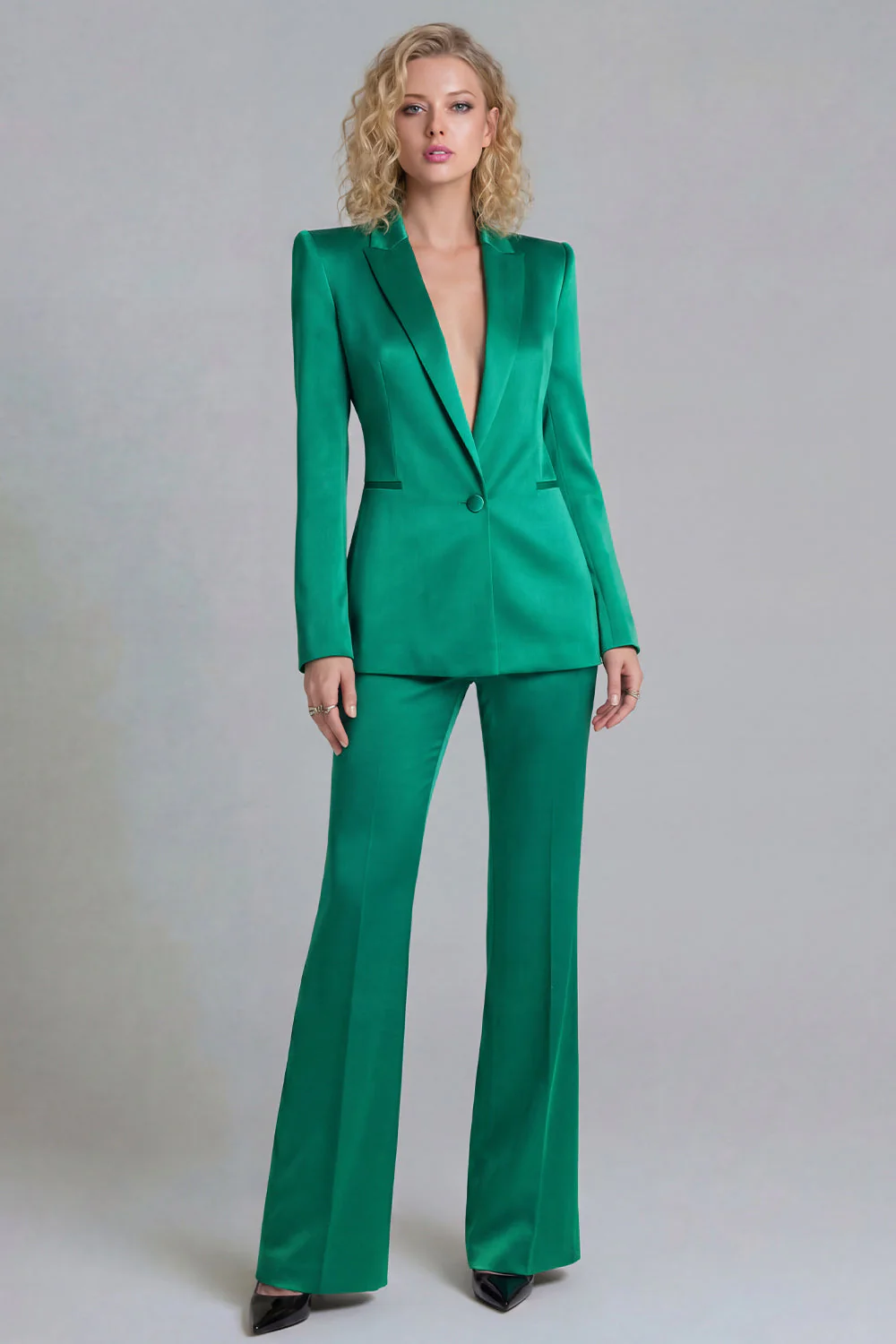 Blue Peak Lapel Single Breasted 2 Piece Women Prom Suits - Image 29