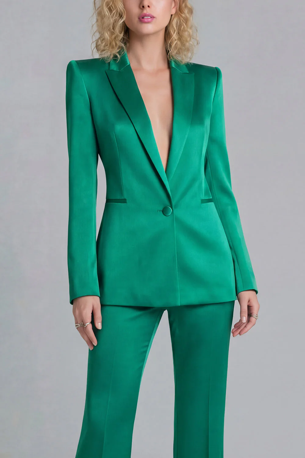 Blue Peak Lapel Single Breasted 2 Piece Women Prom Suits - Image 31