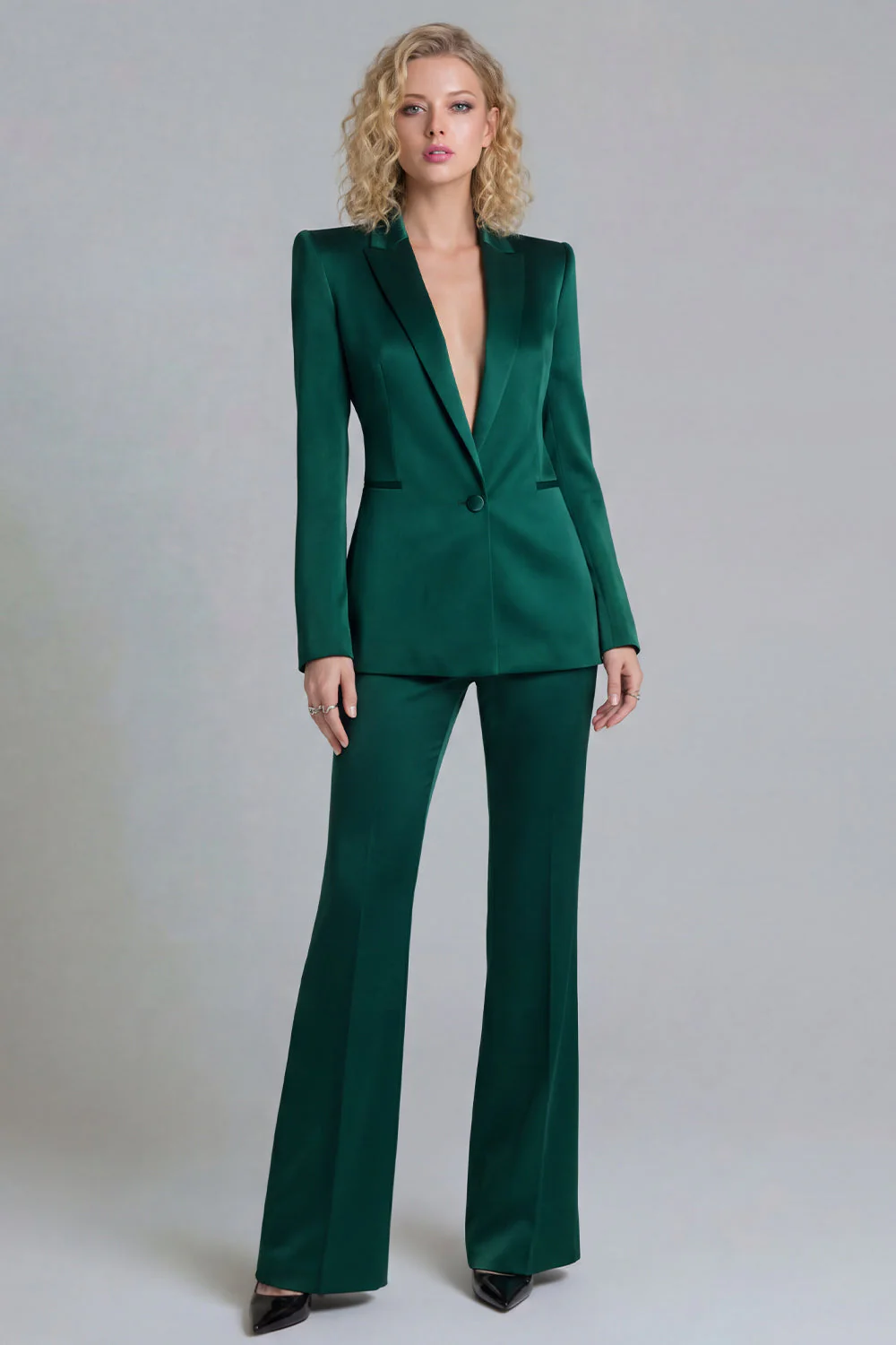 Blue Peak Lapel Single Breasted 2 Piece Women Prom Suits - Image 9