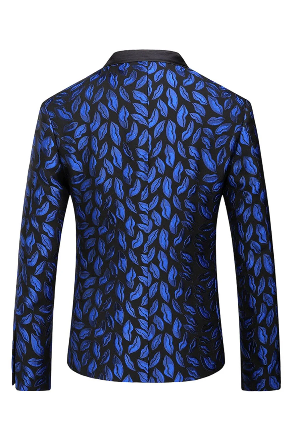 Blue Printed Notched Lapel Men's Blazer - Image 2