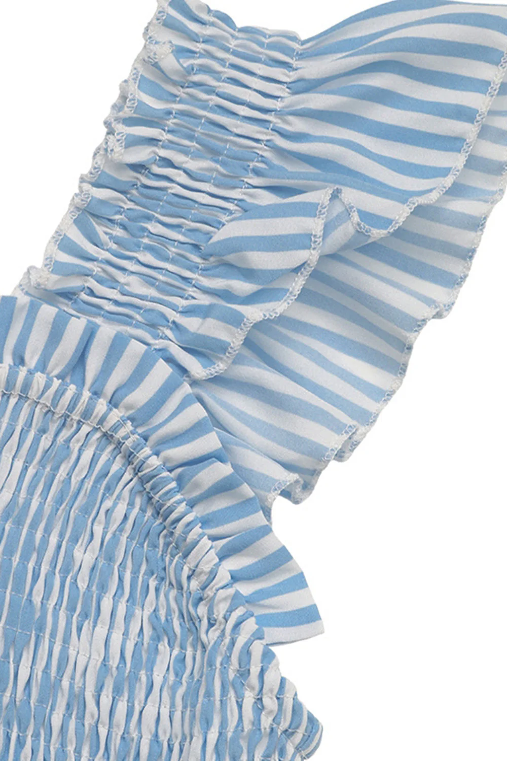 Blue Striped Square Neck Midi Summer Dress - Image 7