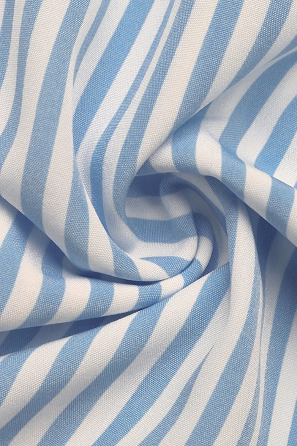 Blue Striped Square Neck Midi Summer Dress - Image 8