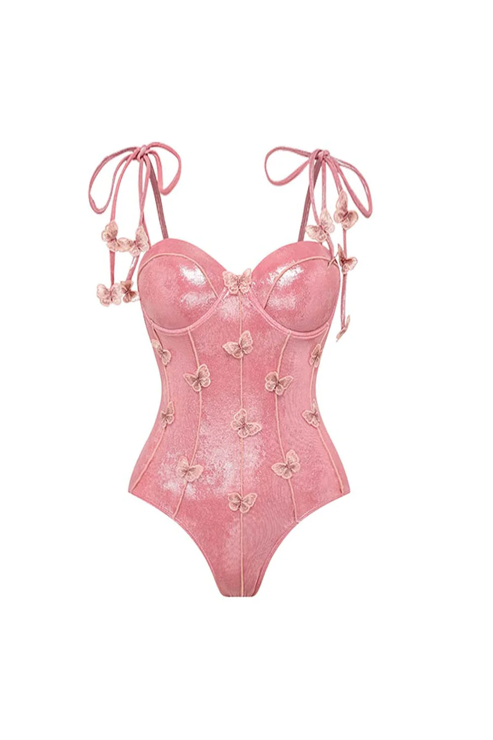 Blush 2 Piece Spaghetti Straps Appliqued Swimsuit with Beach Dress - Image 2