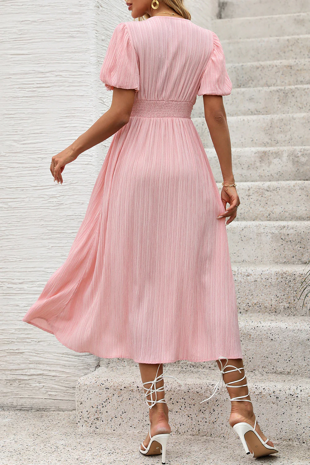 Blush A Line V Neck Summer Dress - Image 4