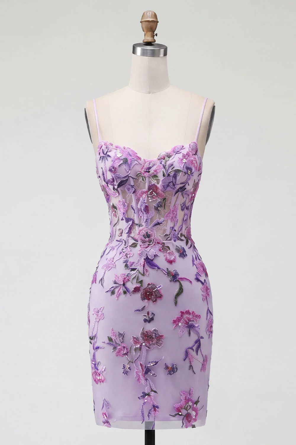 Sparkly Blush Bodycon Halter Sheer Corset Sequin Cocktail Dress - Image 9