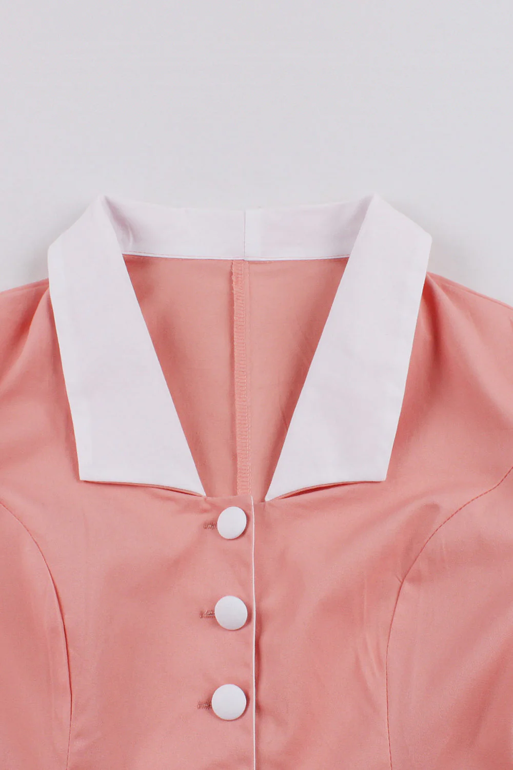 Blush Lapel Neck A Line Vintage 1950s Dress - Image 3
