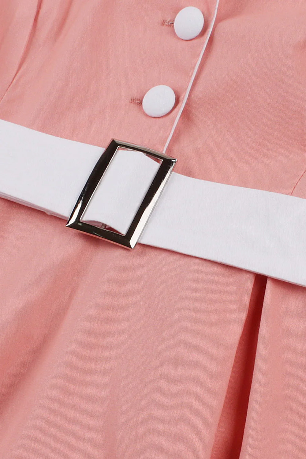 Blush Lapel Neck A Line Vintage 1950s Dress - Image 4